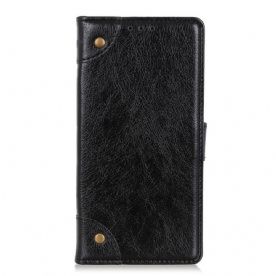 Leren Hoesje voor Xiaomi Redmi Note 11 Pro 4G / 5G Vintage Klinknagels Nappaleer Stijl