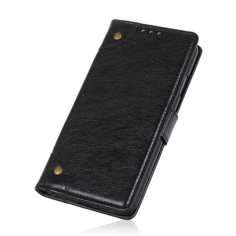 Leren Hoesje voor Xiaomi Redmi Note 11 Pro 4G / 5G Vintage Klinknagels Nappaleer Stijl