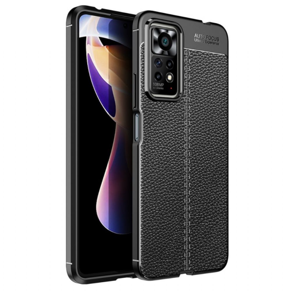 Telefoonhoesje voor Xiaomi Redmi Note 11 Pro 4G / 5G Dubbele Lijn Litchi Leder Effect