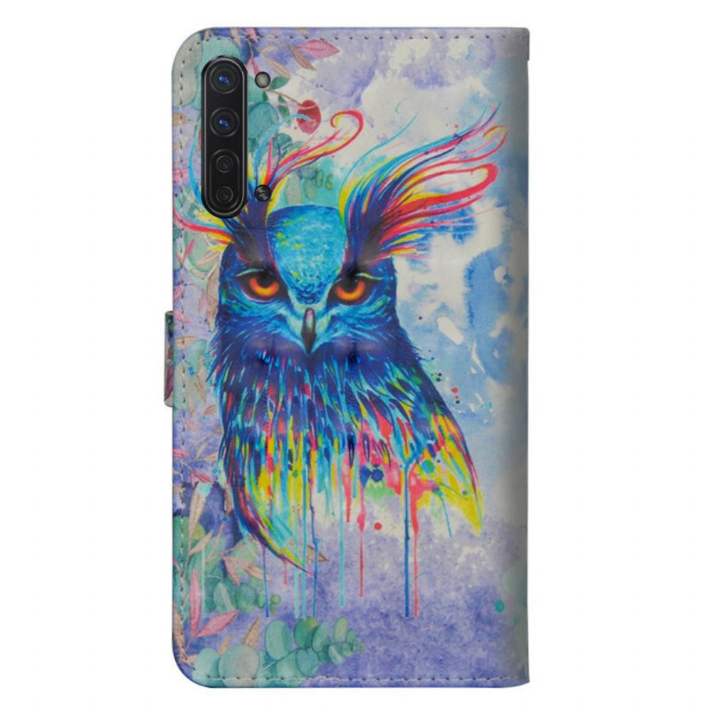 Folio-hoesje voor Oppo Find X2 Lite Aquarel Vogel