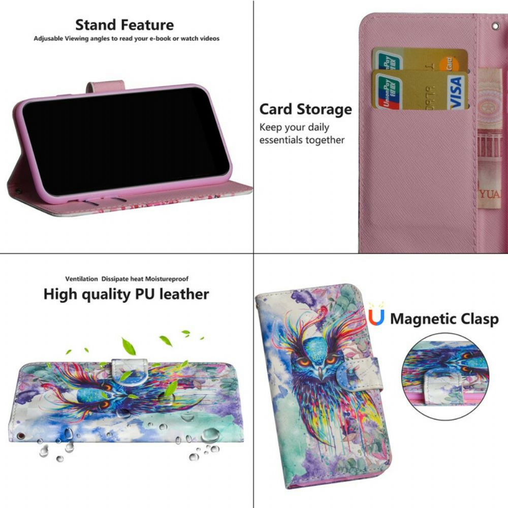 Folio-hoesje voor Oppo Find X2 Lite Aquarel Vogel