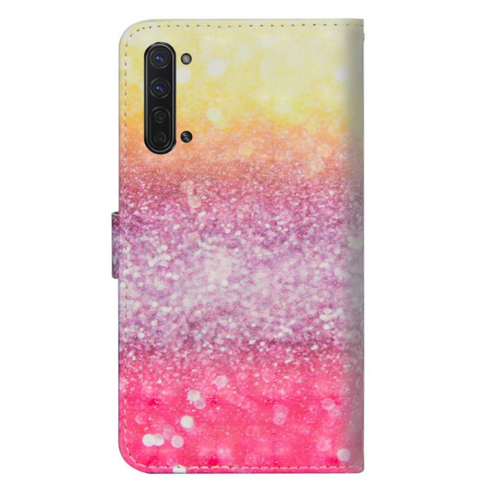 Folio-hoesje voor Oppo Find X2 Lite Magenta Glitterverloop