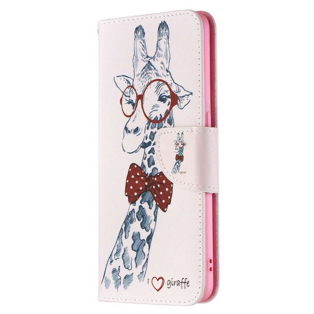 Folio-hoesje voor Oppo Find X2 Lite Nerdy Giraf