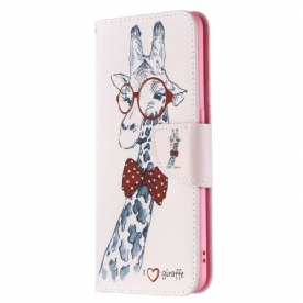 Folio-hoesje voor Oppo Find X2 Lite Nerdy Giraf