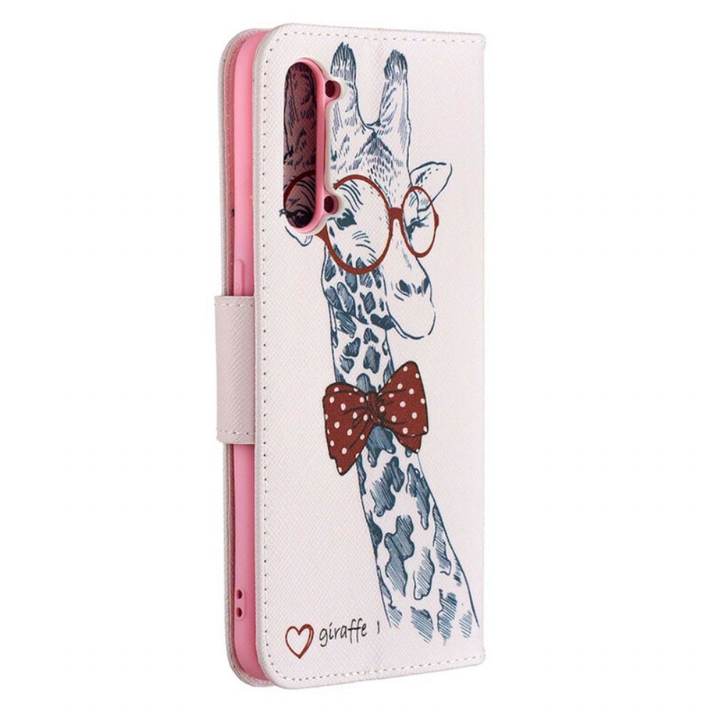 Folio-hoesje voor Oppo Find X2 Lite Nerdy Giraf