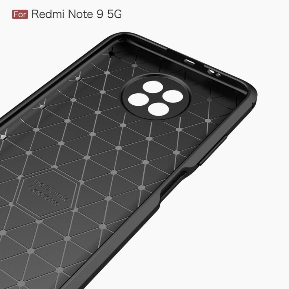 Telefoonhoesje voor Xiaomi Redmi Note 9 5G / 9T 5G Geborstelde Koolstofvezel