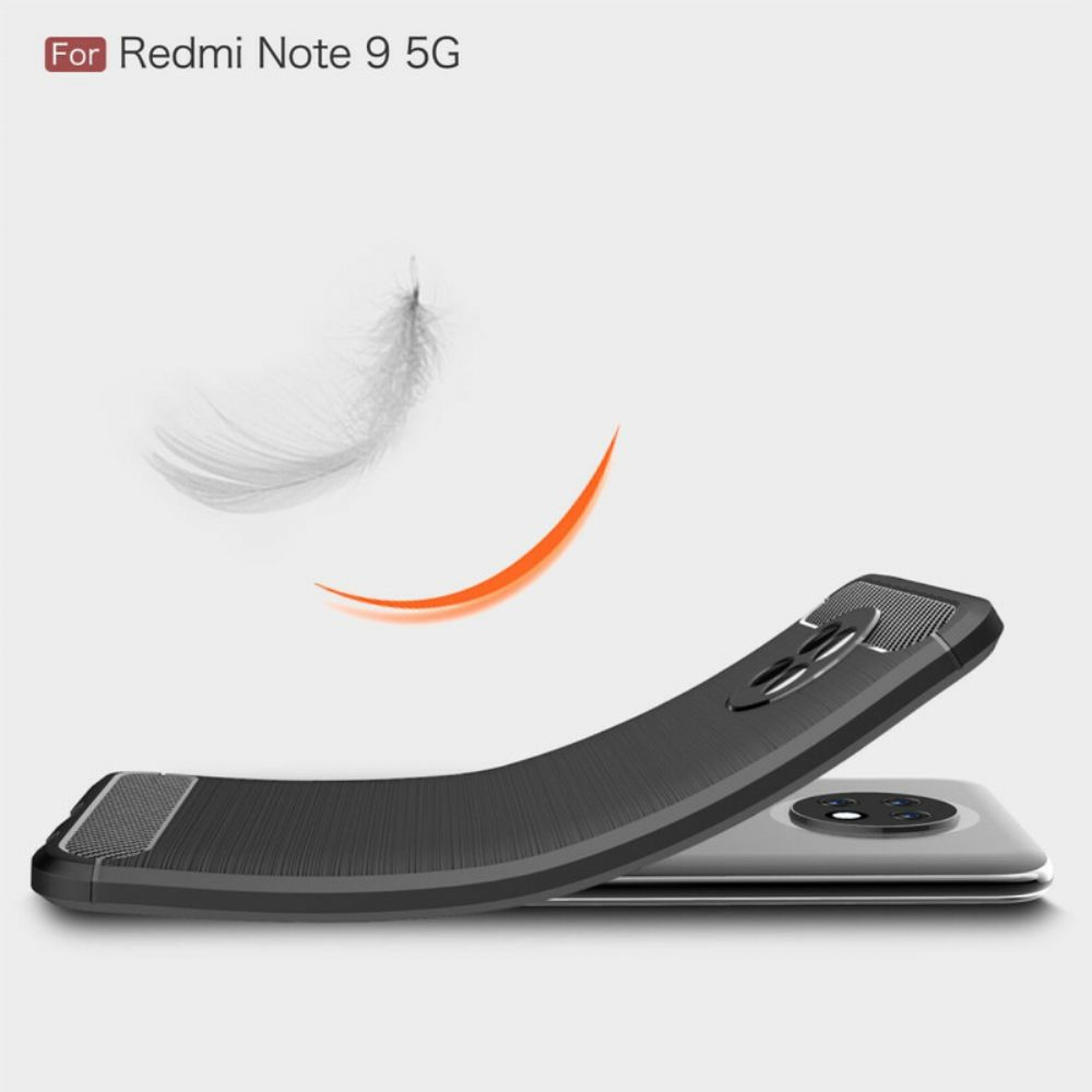 Telefoonhoesje voor Xiaomi Redmi Note 9 5G / 9T 5G Geborstelde Koolstofvezel