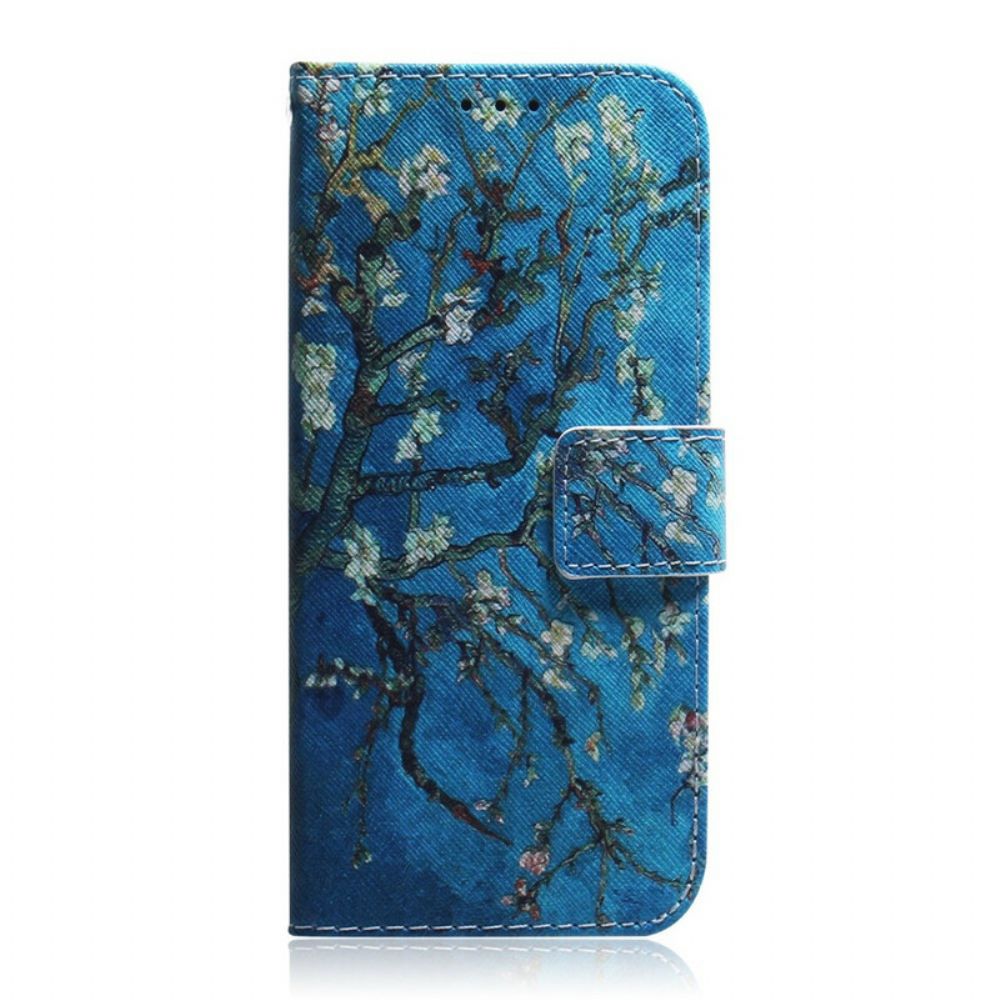 Folio-hoesje voor Xiaomi Redmi Note 9 Bloeiende Boom Blauwe Achtergrond