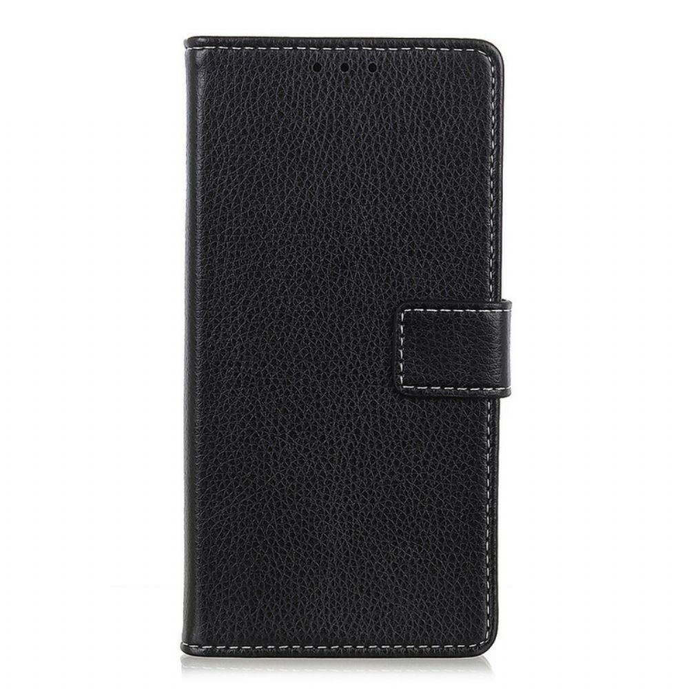 Folio-hoesje voor Xiaomi Redmi Note 9 Litchi Leereffect Stiksels