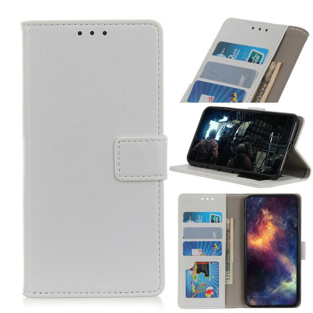 Folio-hoesje voor Xiaomi Redmi Note 9 Litchi Leereffect Stiksels