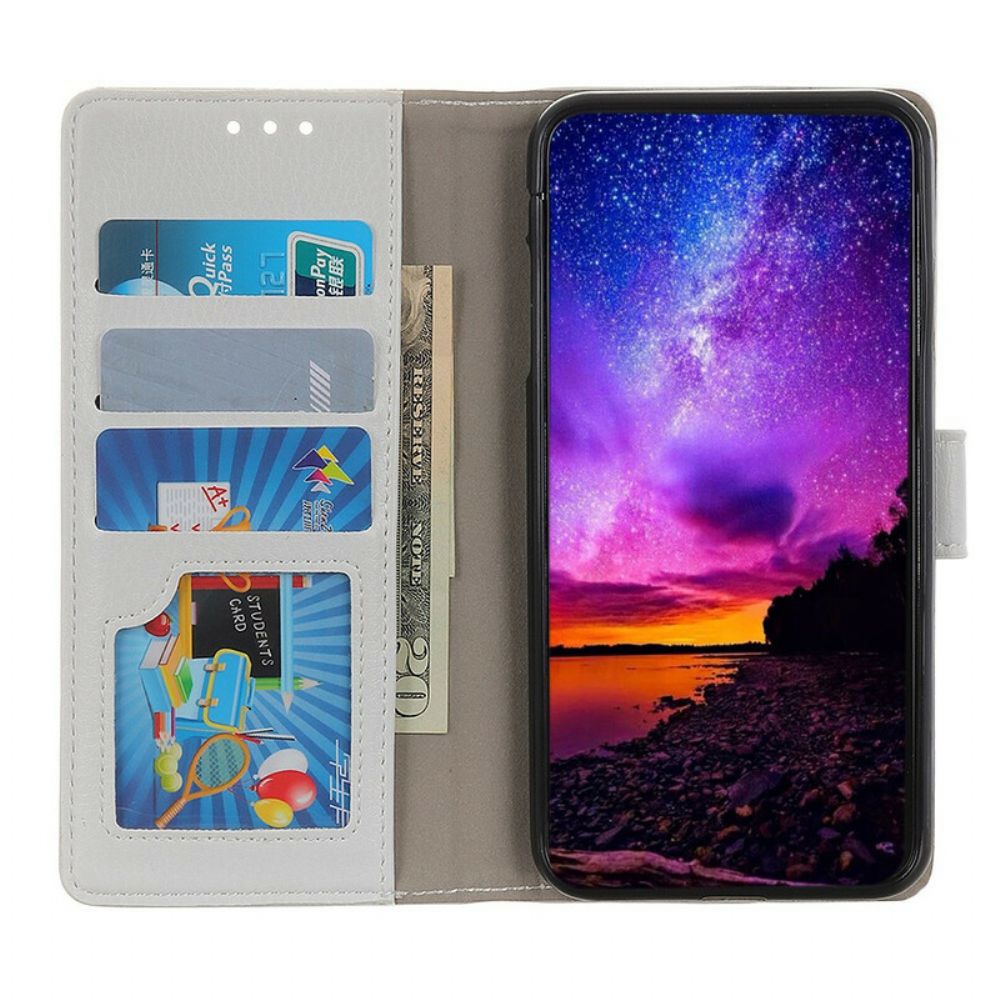 Folio-hoesje voor Xiaomi Redmi Note 9 Litchi Leereffect Stiksels