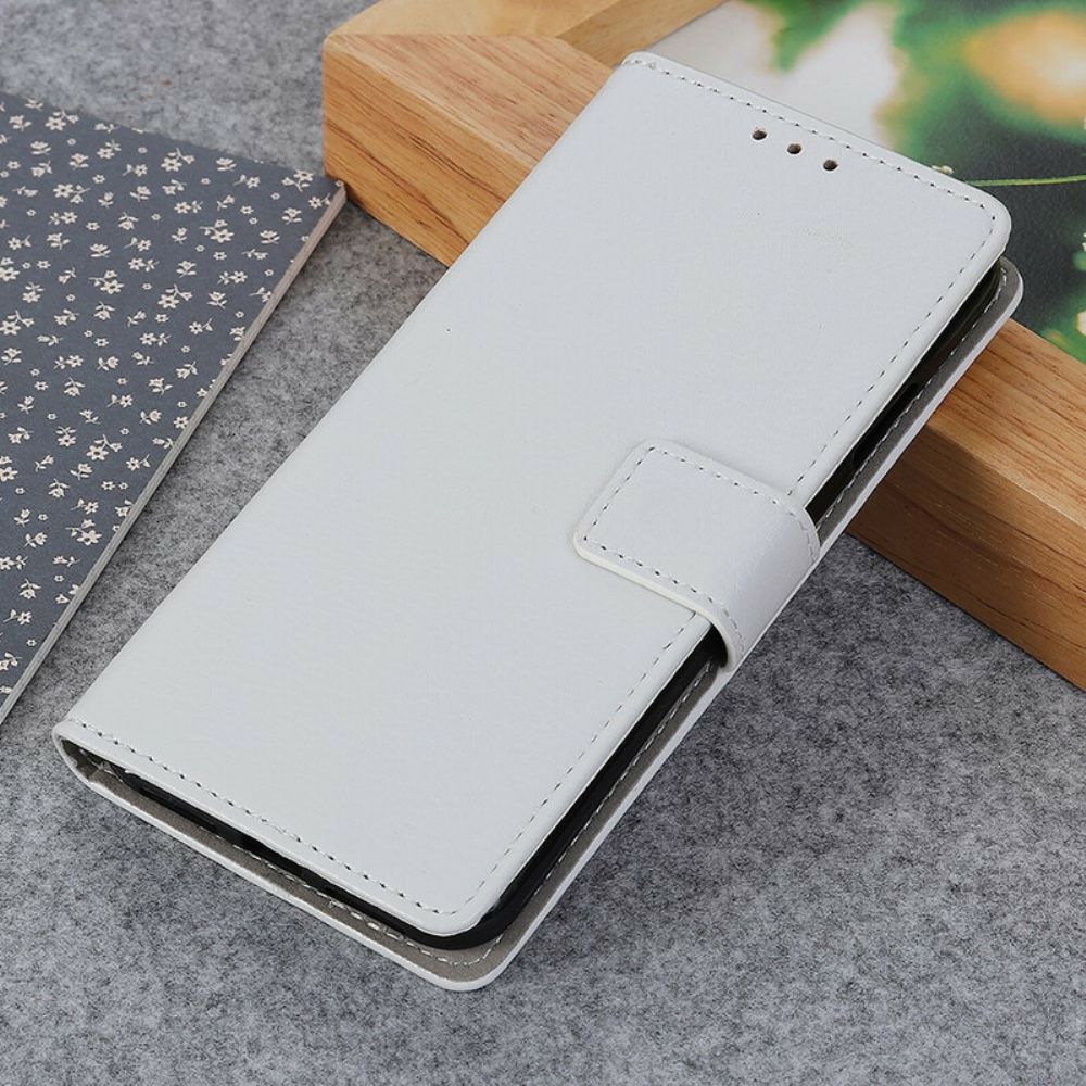 Folio-hoesje voor Xiaomi Redmi Note 9 Litchi Leereffect Stiksels