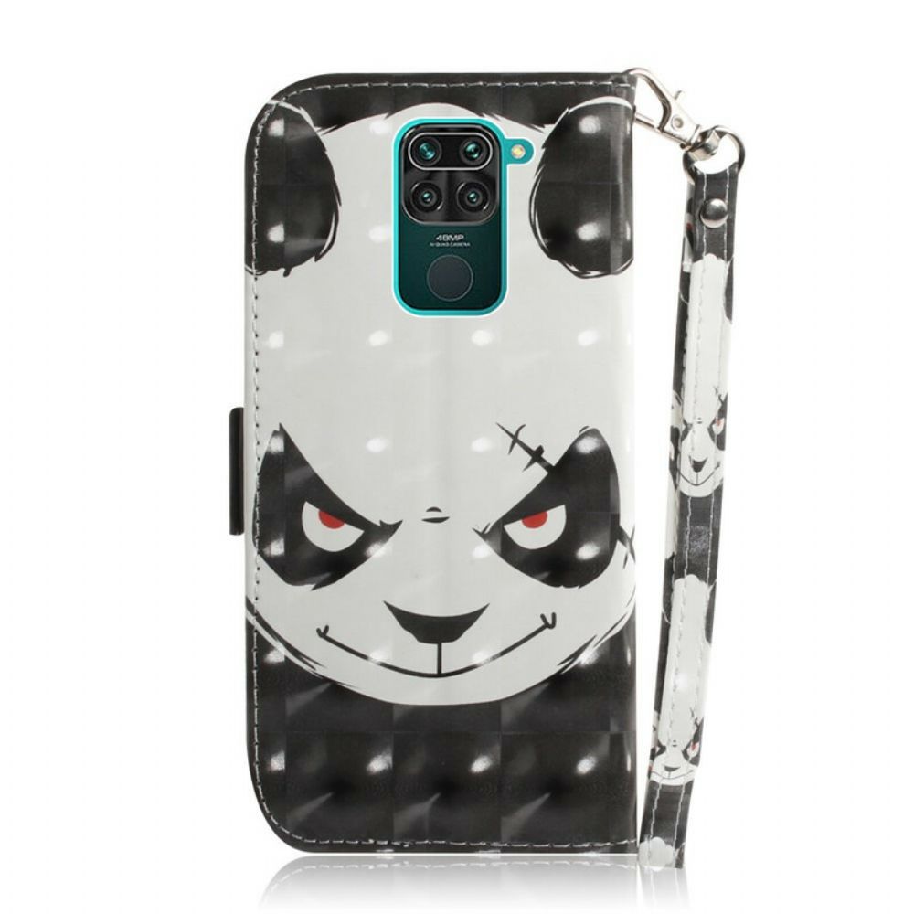 Folio-hoesje voor Xiaomi Redmi Note 9 Met Ketting Boze Panda Met Riem