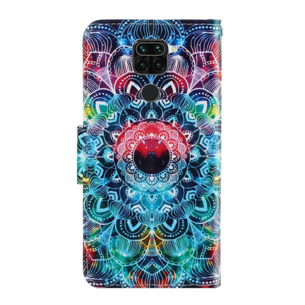 Folio-hoesje voor Xiaomi Redmi Note 9 Met Ketting Knipperende Mandala Met Bandjes