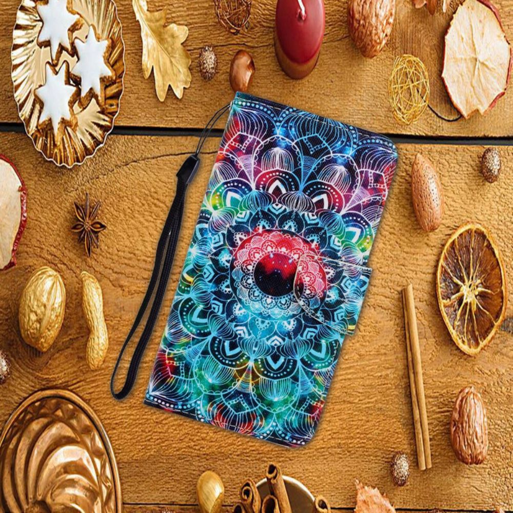 Folio-hoesje voor Xiaomi Redmi Note 9 Met Ketting Knipperende Mandala Met Bandjes