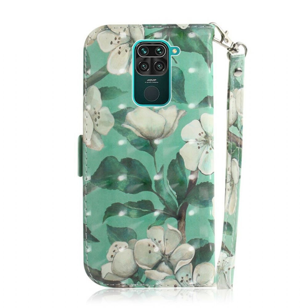 Folio-hoesje voor Xiaomi Redmi Note 9 Met Ketting Thong Bloementak