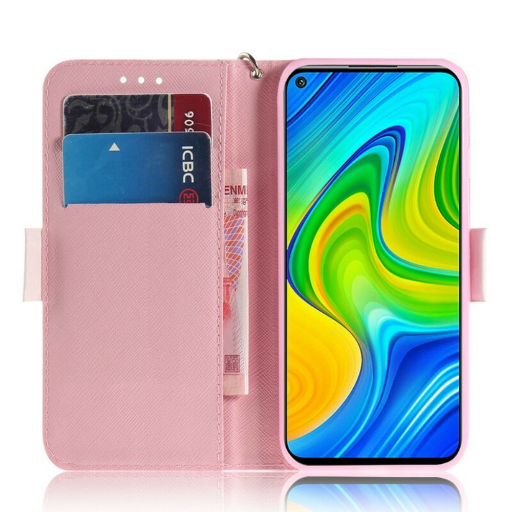 Folio-hoesje voor Xiaomi Redmi Note 9 Met Ketting Thong Hamsters