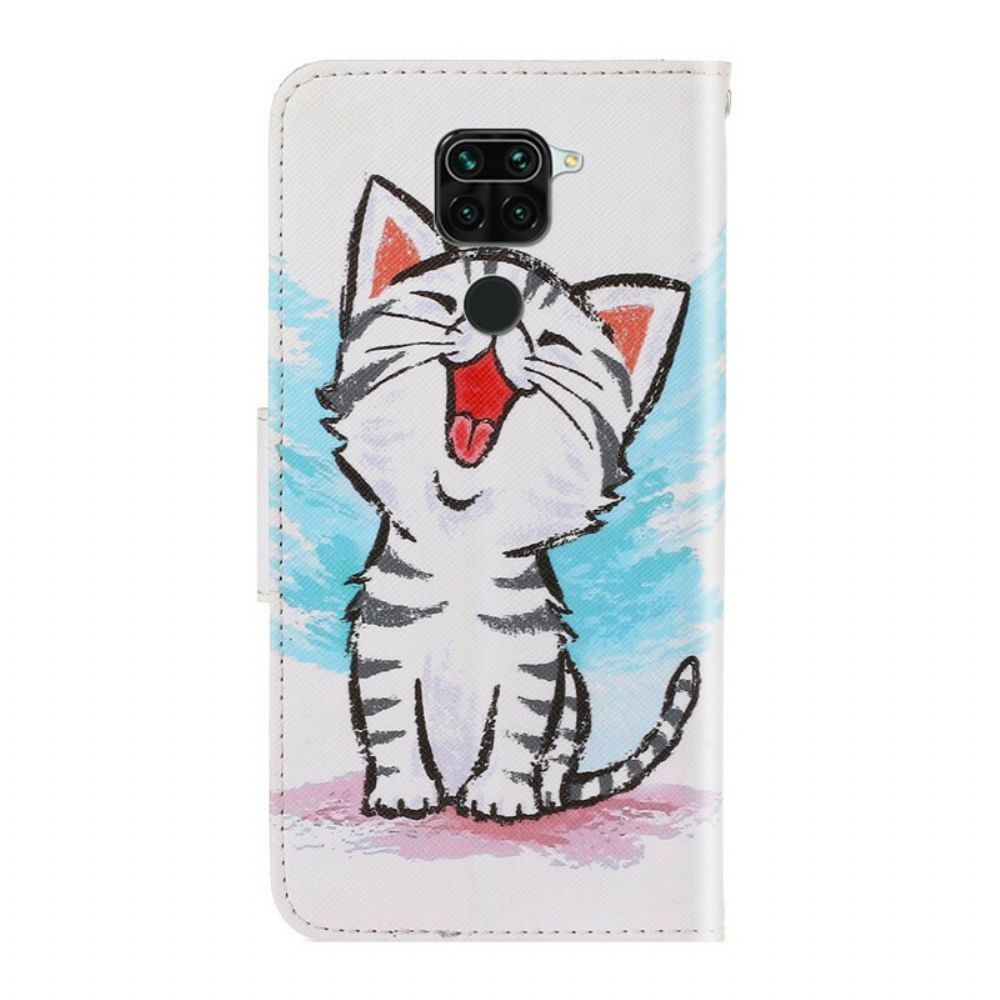 Folio-hoesje voor Xiaomi Redmi Note 9 Met Ketting Thong Kitten