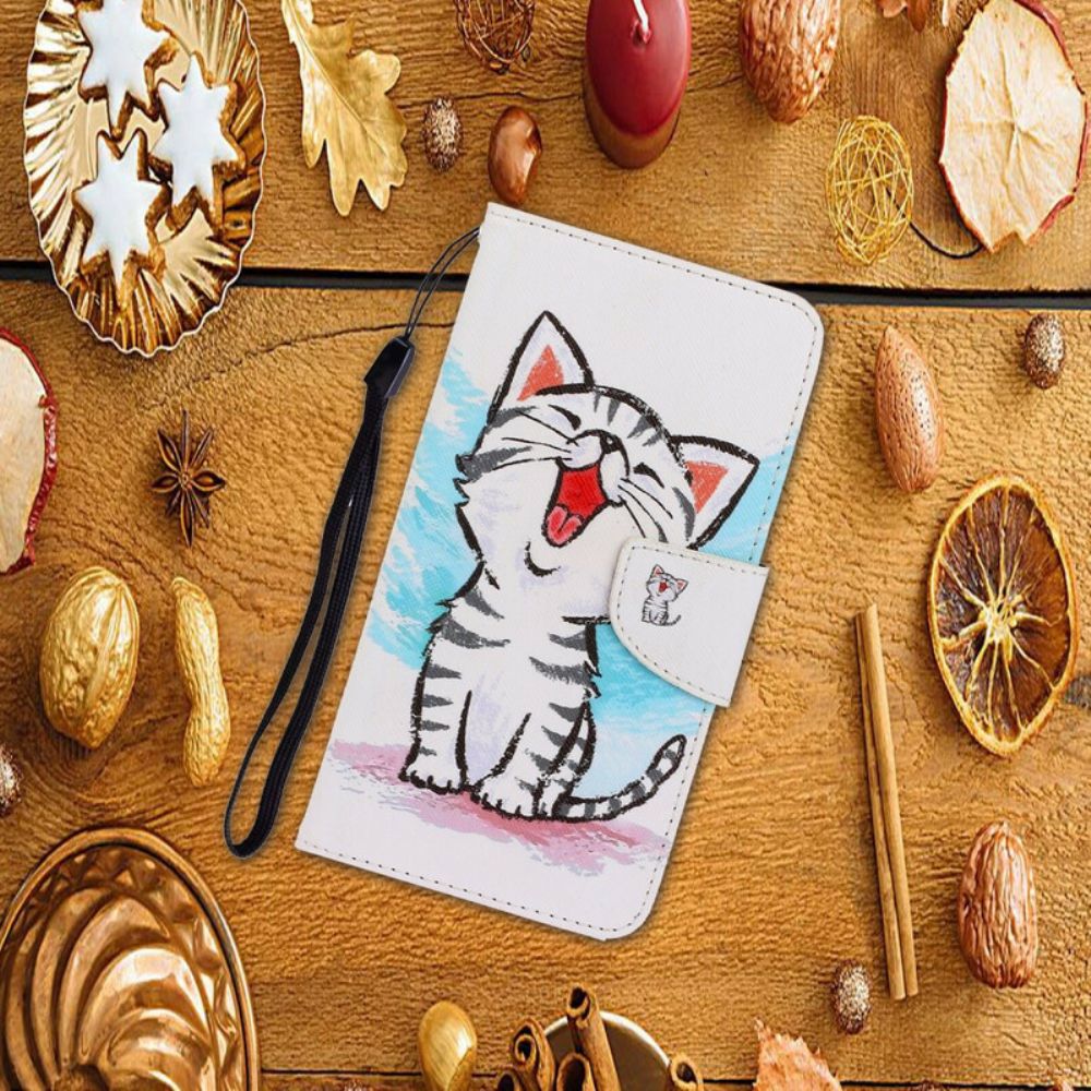 Folio-hoesje voor Xiaomi Redmi Note 9 Met Ketting Thong Kitten