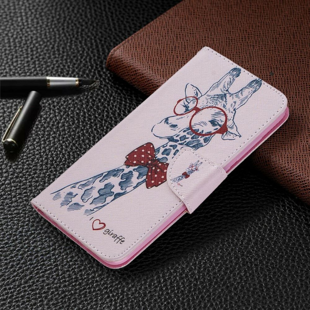 Folio-hoesje voor Xiaomi Redmi Note 9 Nerdy Giraf