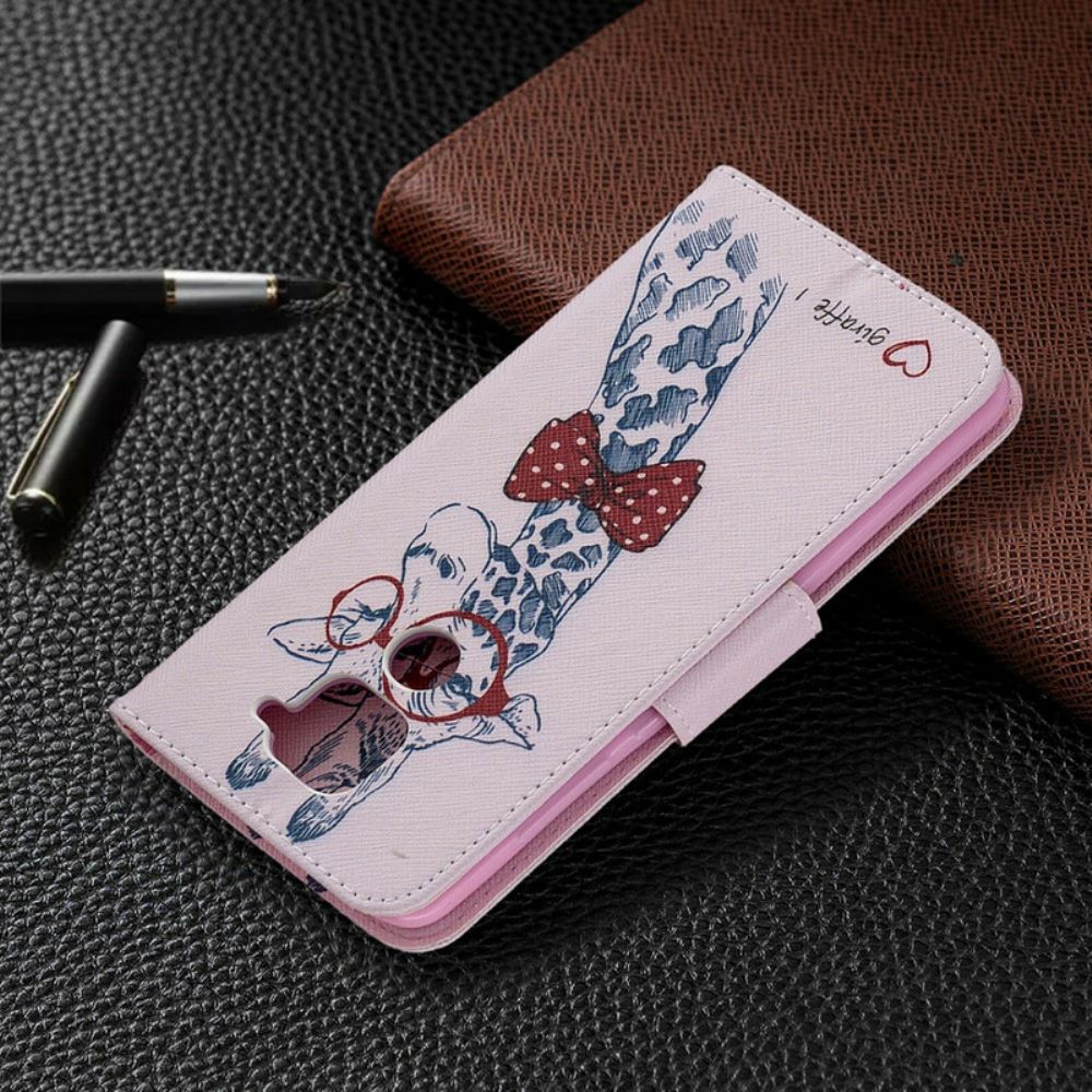 Folio-hoesje voor Xiaomi Redmi Note 9 Nerdy Giraf