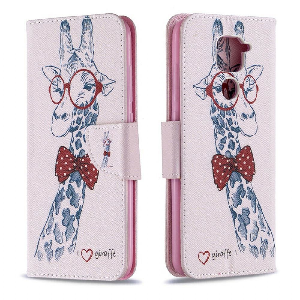 Folio-hoesje voor Xiaomi Redmi Note 9 Nerdy Giraf