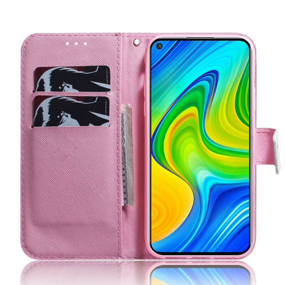 Folio-hoesje voor Xiaomi Redmi Note 9 Oude Roze Bloem