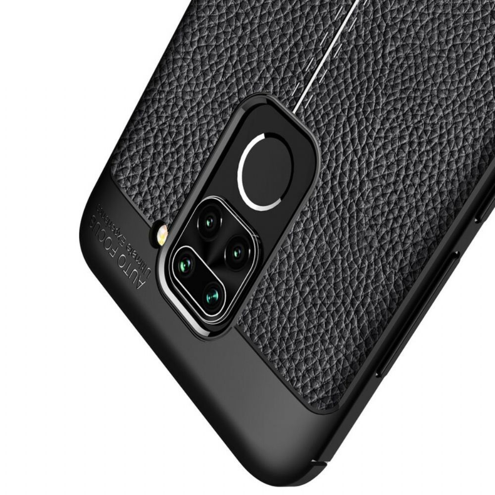 Hoesje voor Xiaomi Redmi Note 9 Dubbele Lijn Litchi Leder Effect