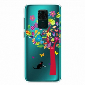 Hoesje voor Xiaomi Redmi Note 9 Kat Onder De Gekleurde Boom