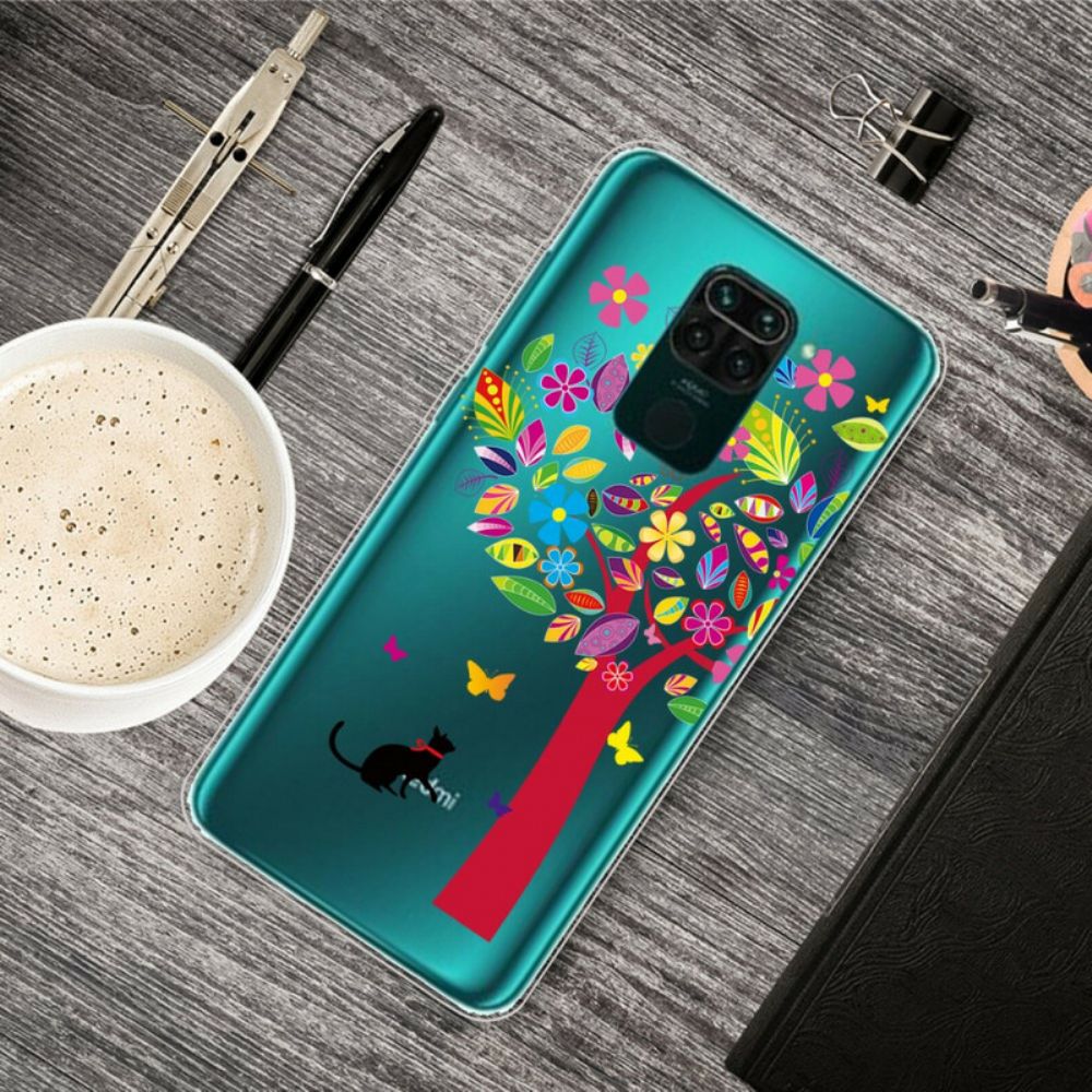 Hoesje voor Xiaomi Redmi Note 9 Kat Onder De Gekleurde Boom