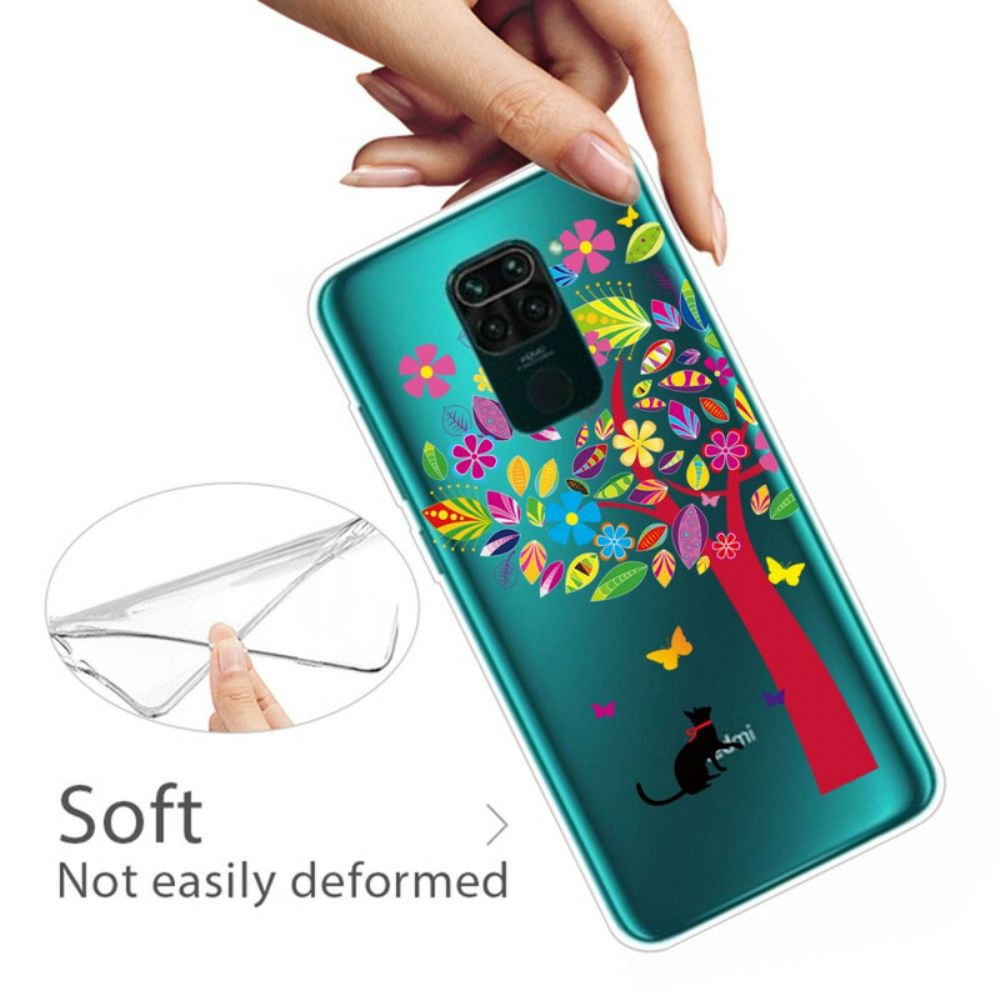 Hoesje voor Xiaomi Redmi Note 9 Kat Onder De Gekleurde Boom