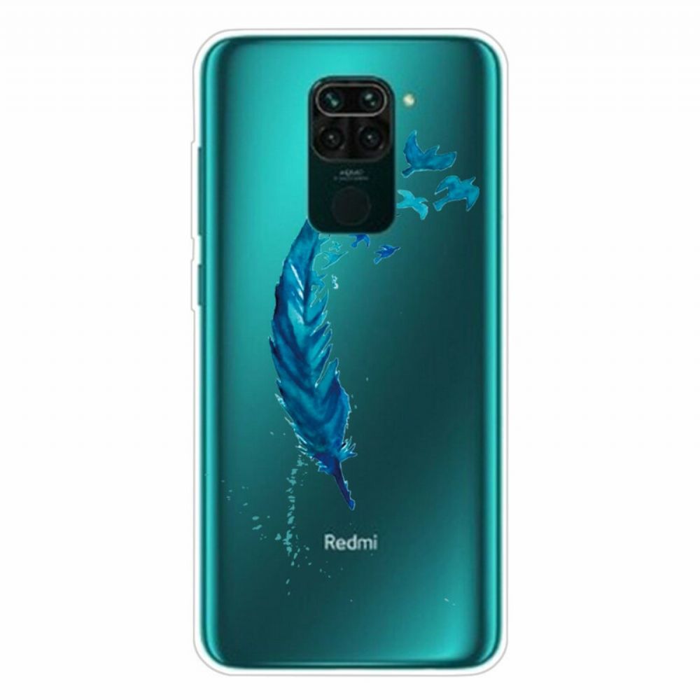 Hoesje voor Xiaomi Redmi Note 9 Mooie Blauwe Veer