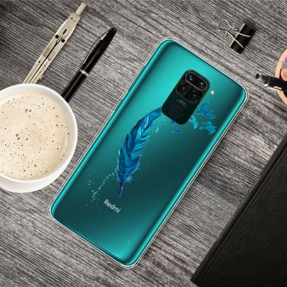 Hoesje voor Xiaomi Redmi Note 9 Mooie Blauwe Veer