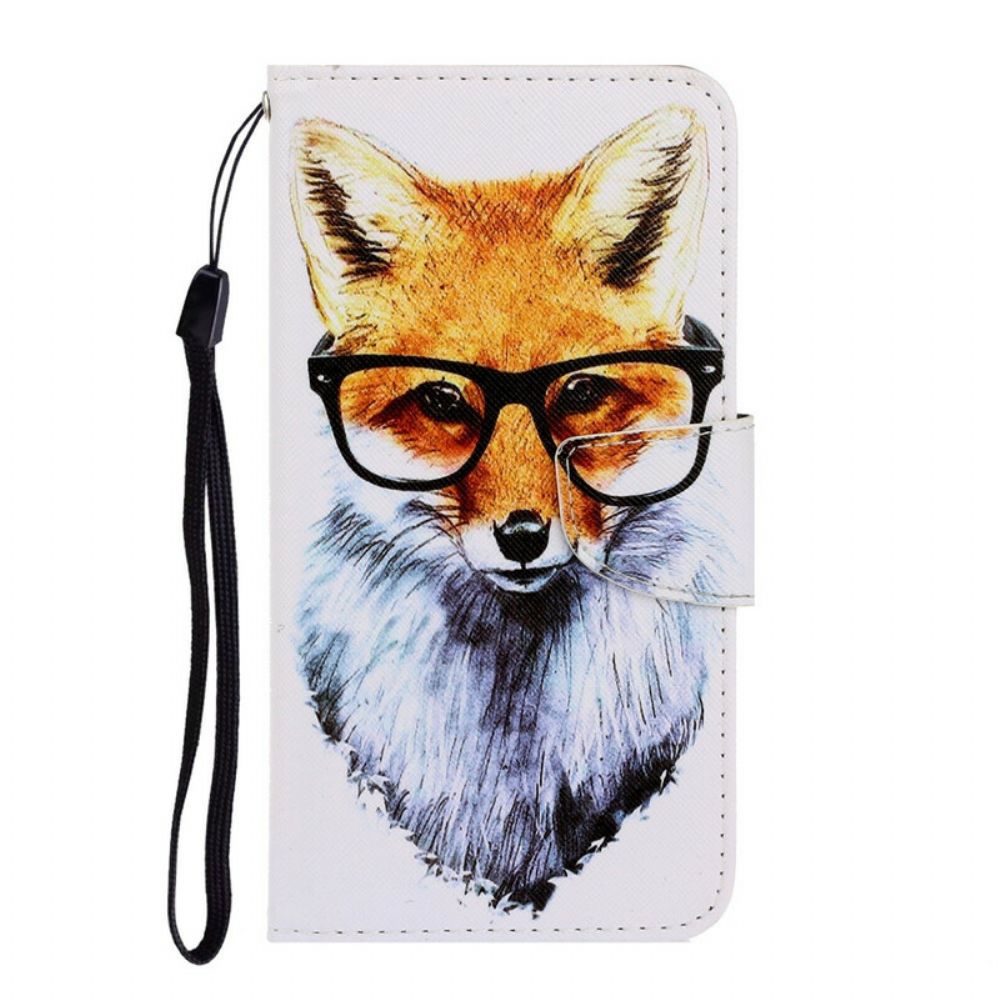 Leren Hoesje voor Xiaomi Redmi Note 9 Met Ketting Smart Fox Met Riem