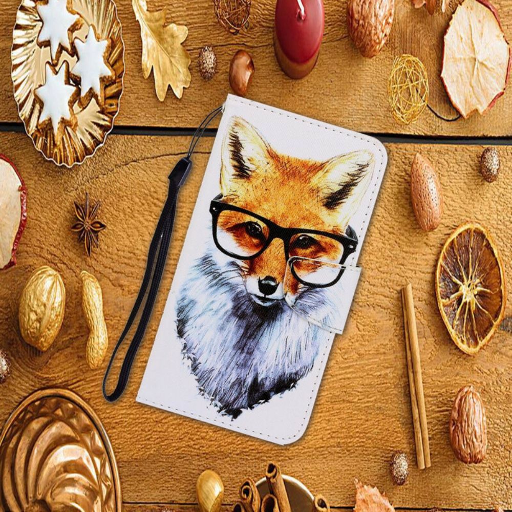 Leren Hoesje voor Xiaomi Redmi Note 9 Met Ketting Smart Fox Met Riem