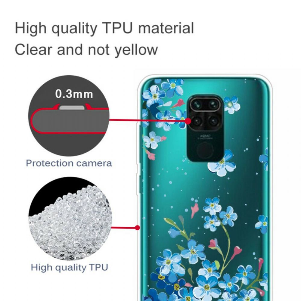 Telefoonhoesje voor Xiaomi Redmi Note 9 Boeket Met Blauwe Bloemen