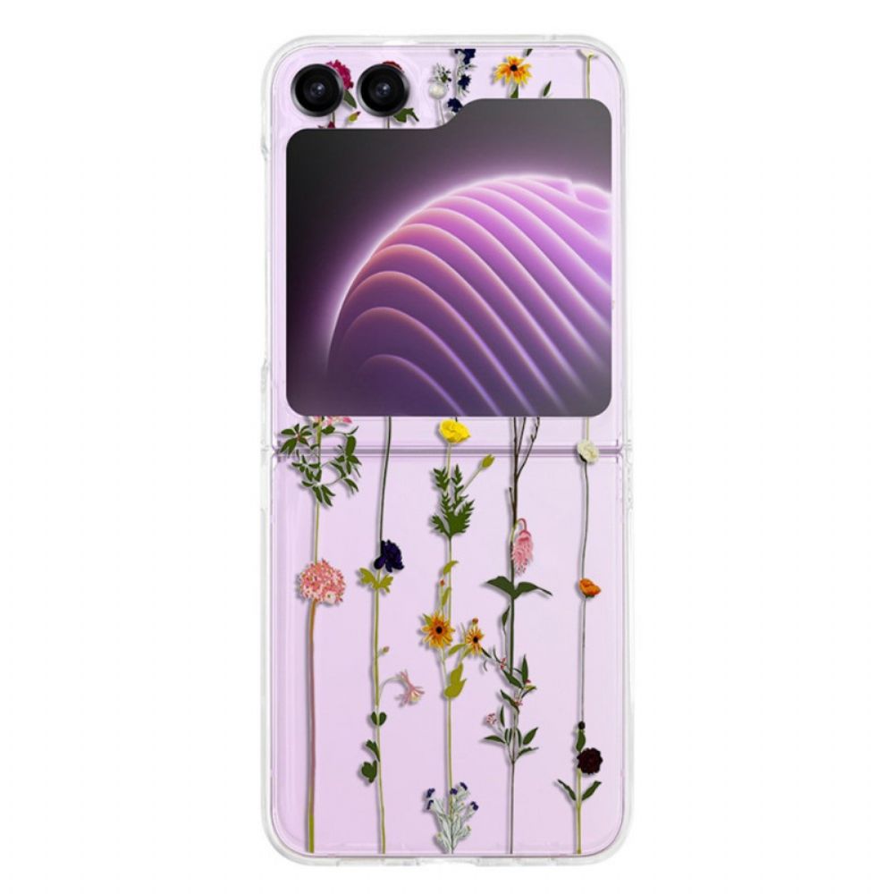 Case Hoesje Samsung Galaxy Z Flip 5 Telefoonhoesje Transparante Kleine Bloemen