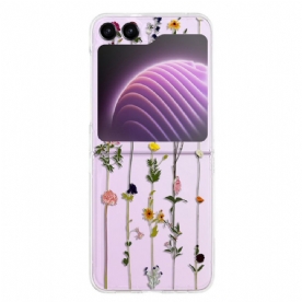 Case Hoesje Samsung Galaxy Z Flip 5 Telefoonhoesje Transparante Kleine Bloemen