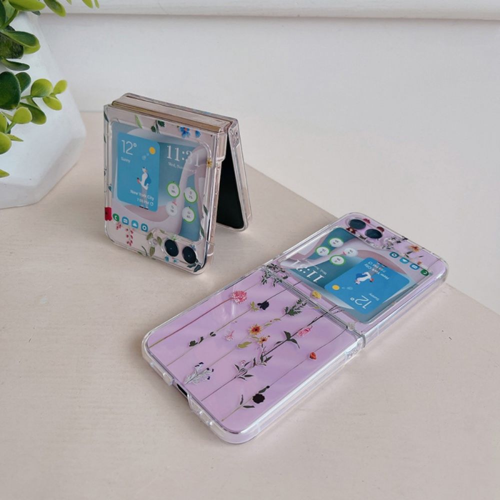 Case Hoesje Samsung Galaxy Z Flip 5 Telefoonhoesje Transparante Kleine Bloemen