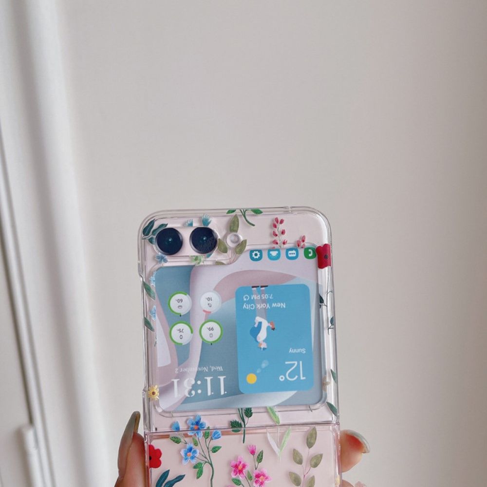 Case Hoesje Samsung Galaxy Z Flip 5 Telefoonhoesje Transparante Kleine Bloemen