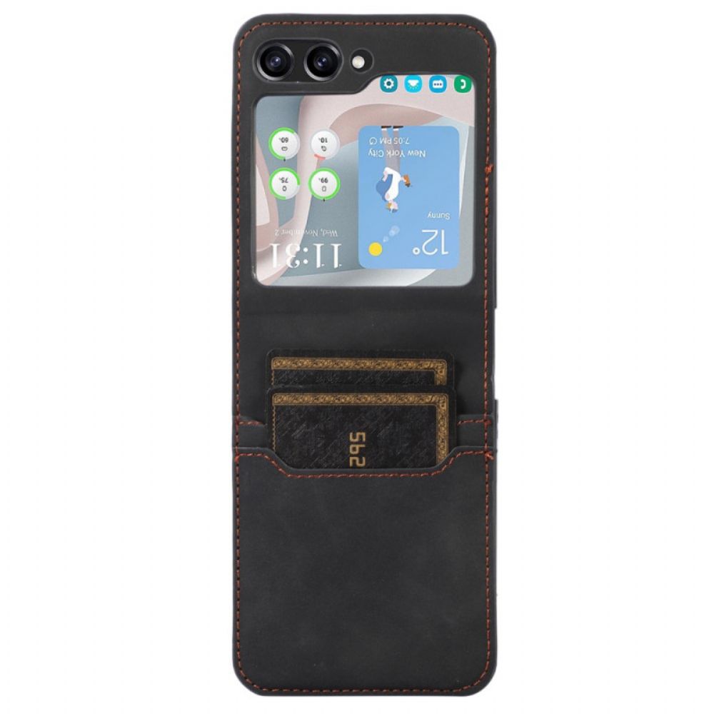 Hoesje Case Samsung Galaxy Z Flip 5 Retro-kaarthouder Met Leereffect