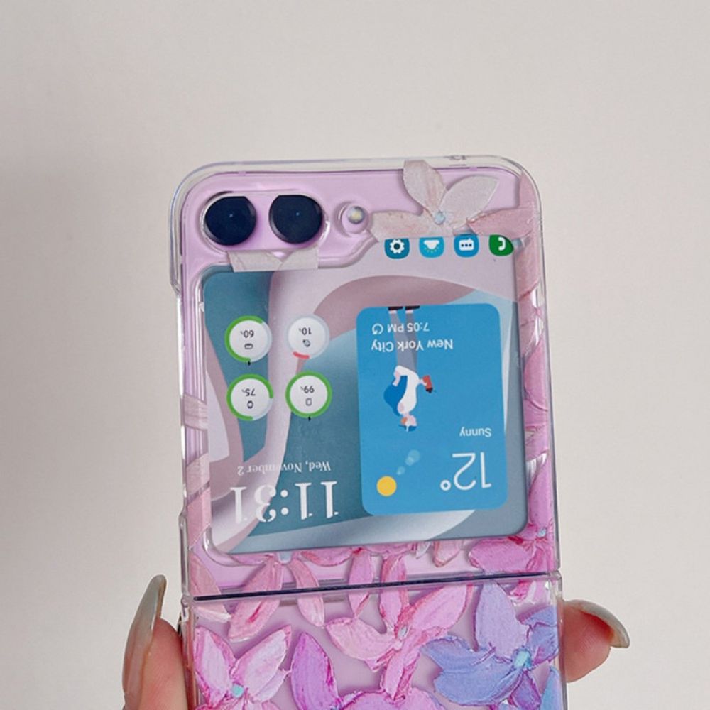 Hoesje Voor Samsung Galaxy Z Flip 5 Transparante Grafische Bloemen