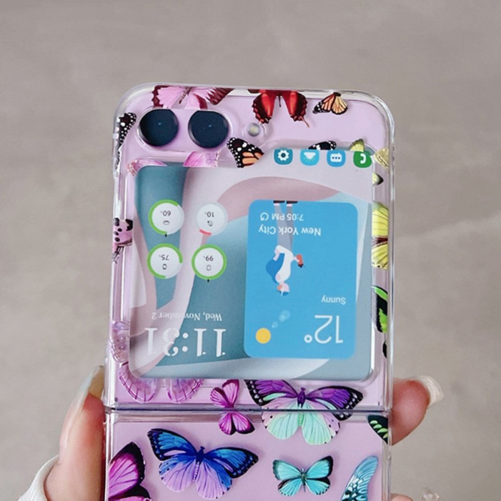 Hoesje Voor Samsung Galaxy Z Flip 5 Transparante Kleurrijke Vlinders