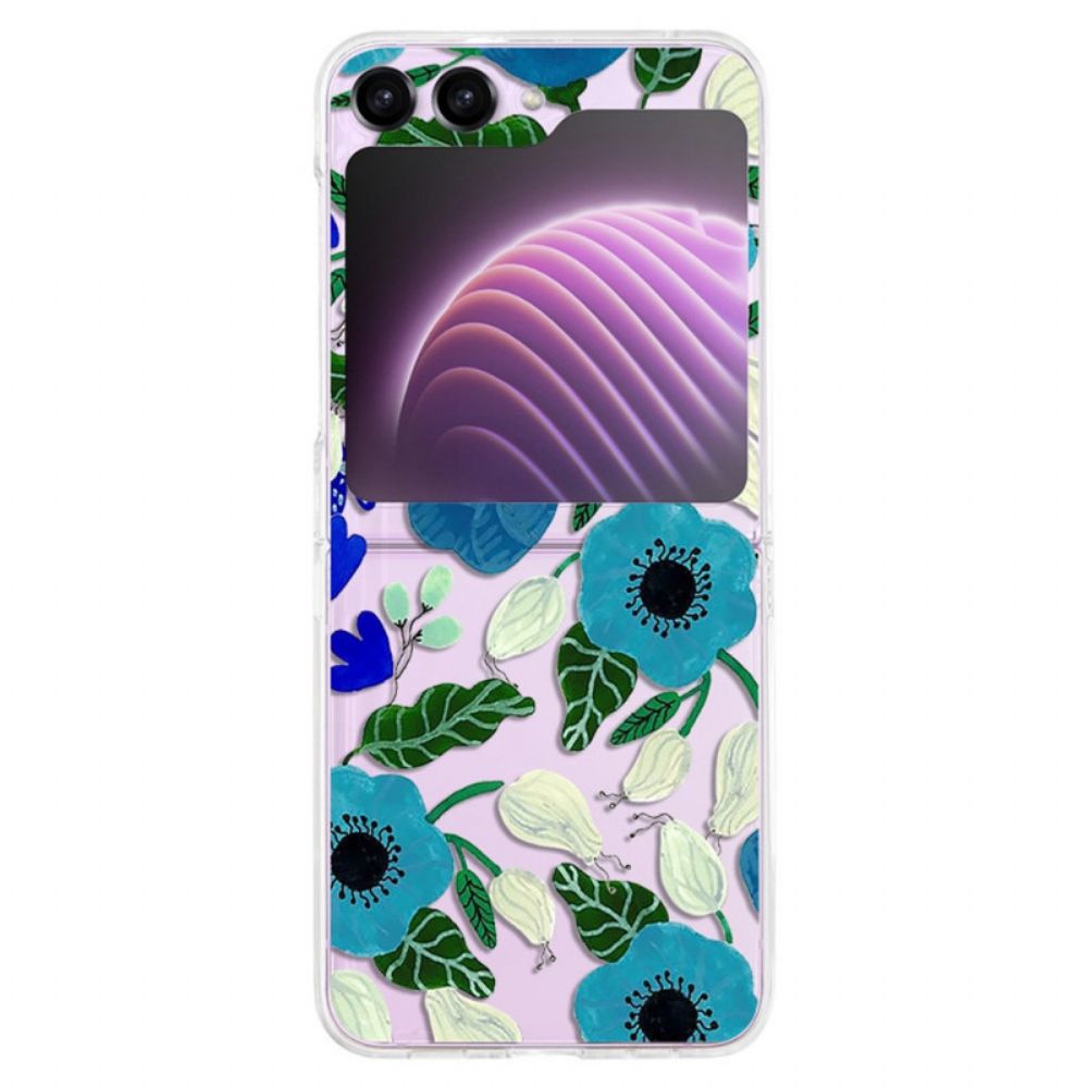 Hoesje Voor Samsung Galaxy Z Flip 5 Transparante Mooie Bloemen