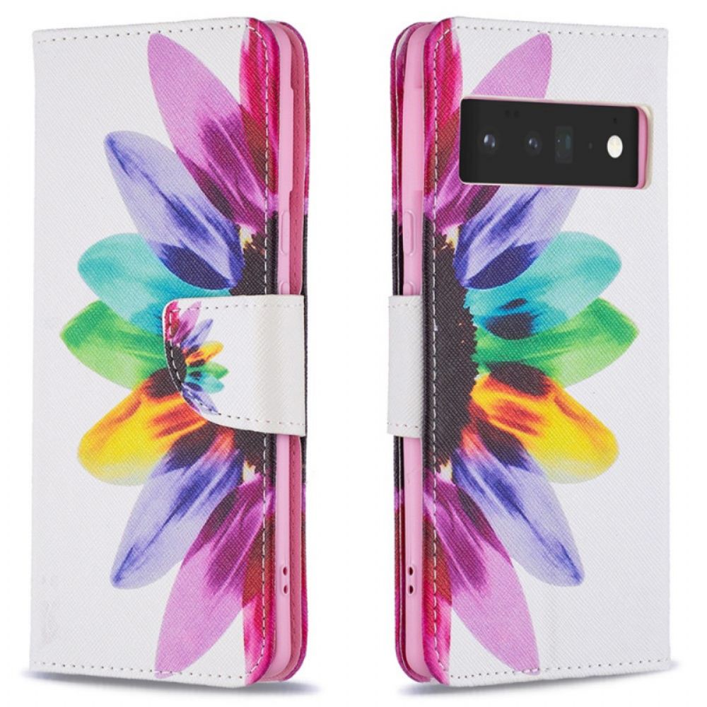 Bescherming Hoesje voor Google Pixel 6 Pro Folio-hoesje Aquarel Bloem