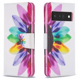 Bescherming Hoesje voor Google Pixel 6 Pro Folio-hoesje Aquarel Bloem