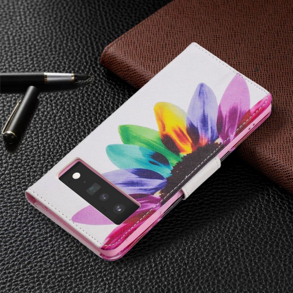 Bescherming Hoesje voor Google Pixel 6 Pro Folio-hoesje Aquarel Bloem