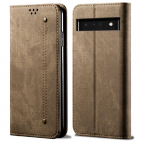 Bescherming Hoesje voor Google Pixel 6 Pro Folio-hoesje Denim Stof