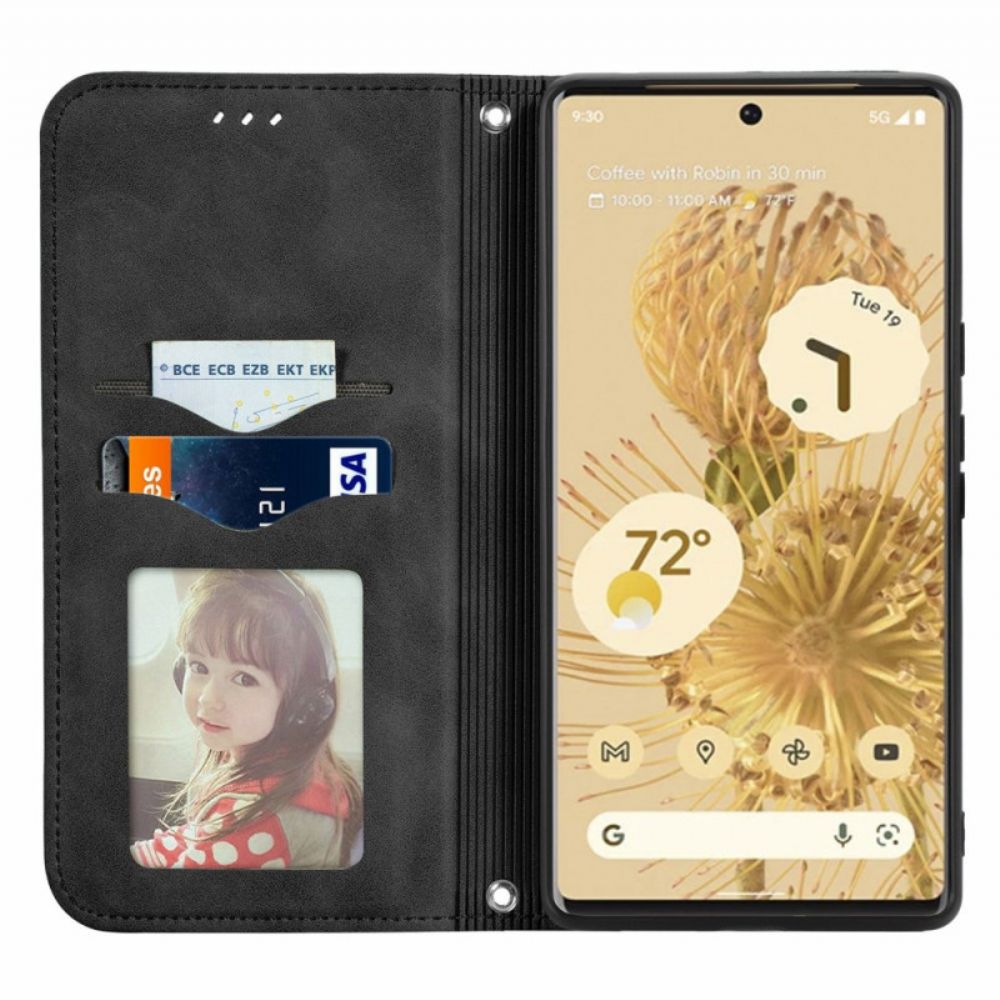 Bescherming Hoesje voor Google Pixel 6 Pro Folio-hoesje Vintage Design Met Huidaanraking