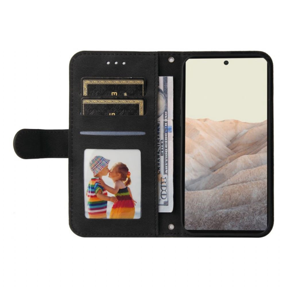 Flip Case voor Google Pixel 6 Pro Kunstleer Klinknagel En Riem